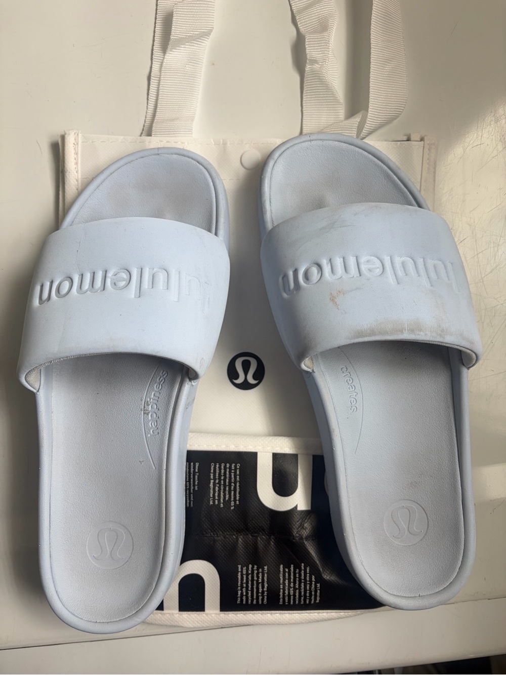 lululemon athletica Light Blue Slide Sandals
